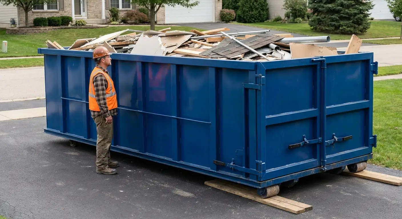 Dumpster loaded correctly to avoid overage fees in San Mateo, CA